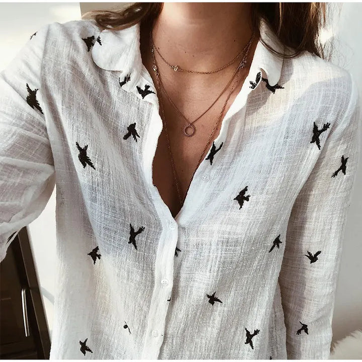 Margot | Cotton Long Sleeve Shirt Top