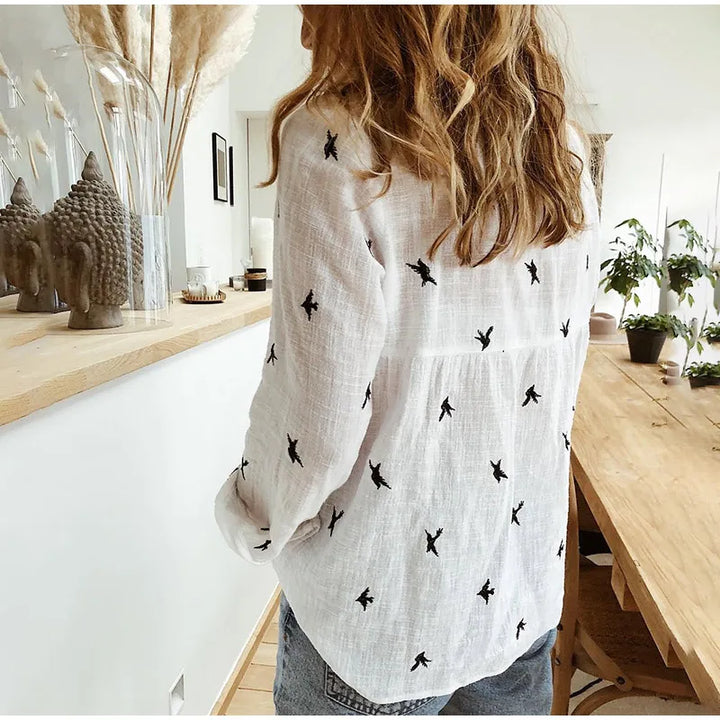 Margot | Cotton Long Sleeve Shirt Top